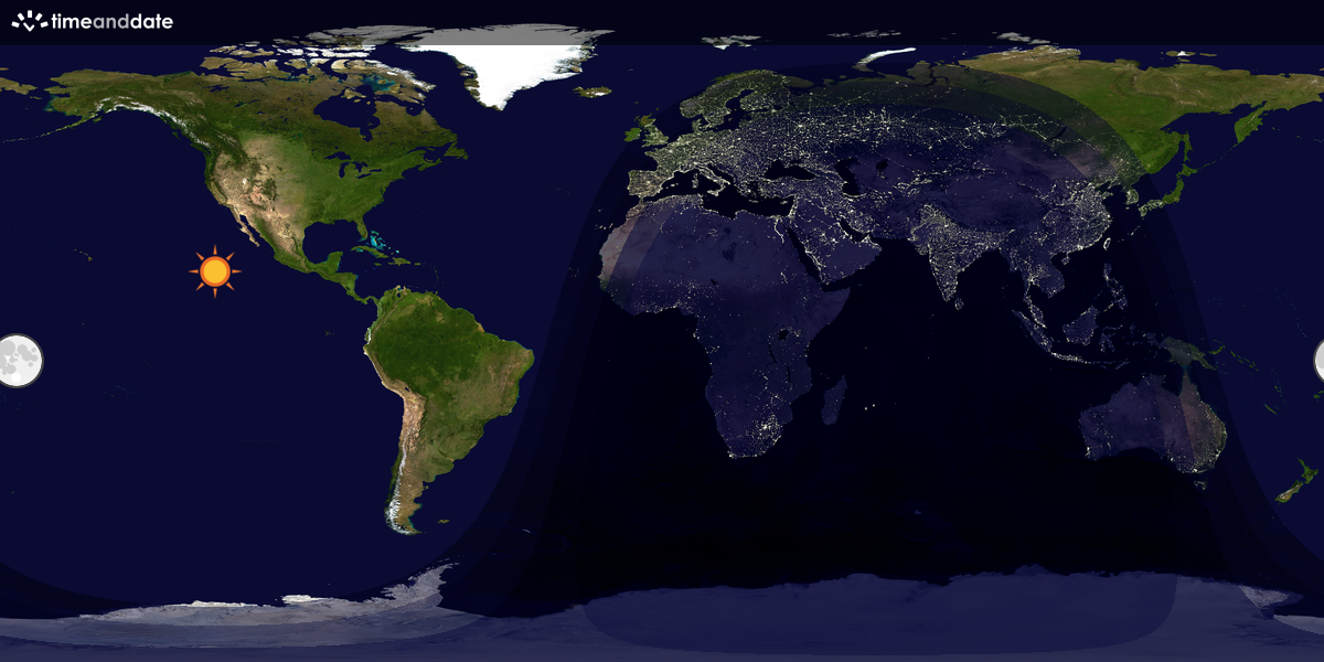 Verdenskart som viser dag og natt 