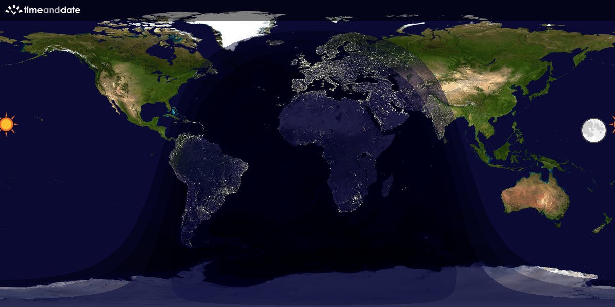 Verdenskart som viser dag og natt 