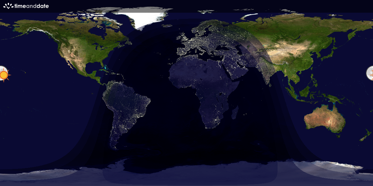 Verdenskart som viser dag og natt 