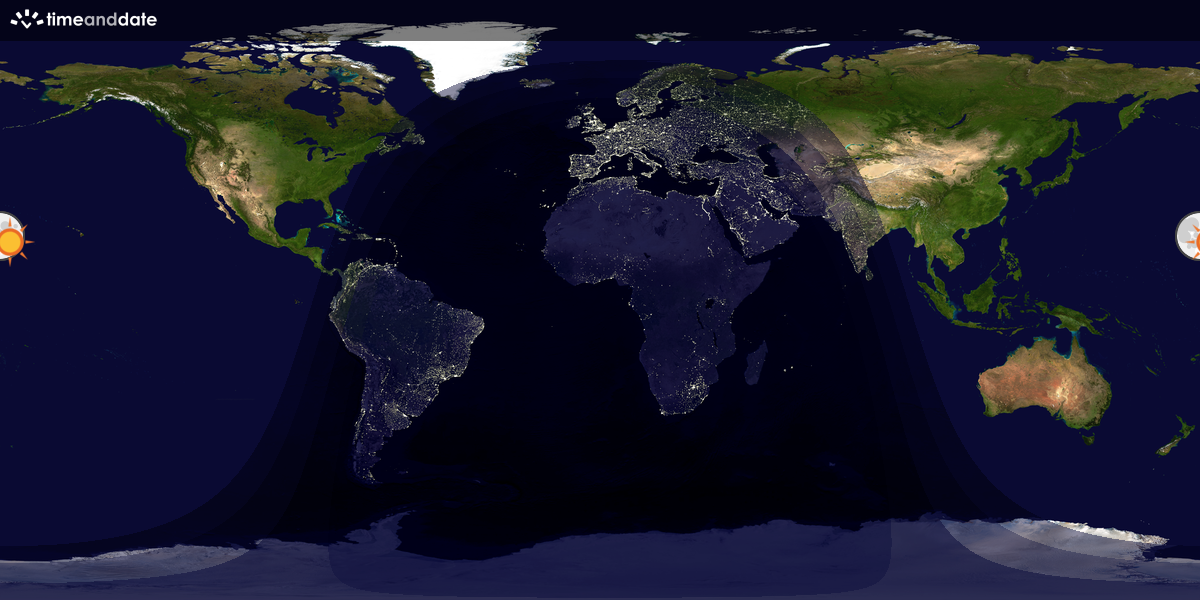 Verdenskart som viser dag og natt 