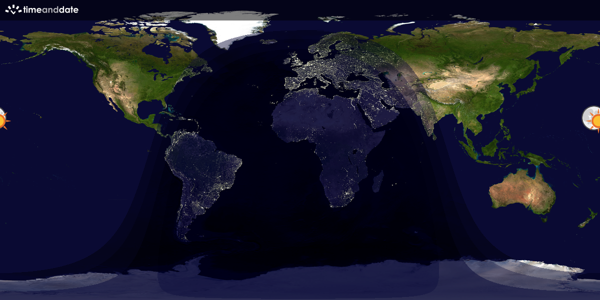 Verdenskart som viser dag og natt 