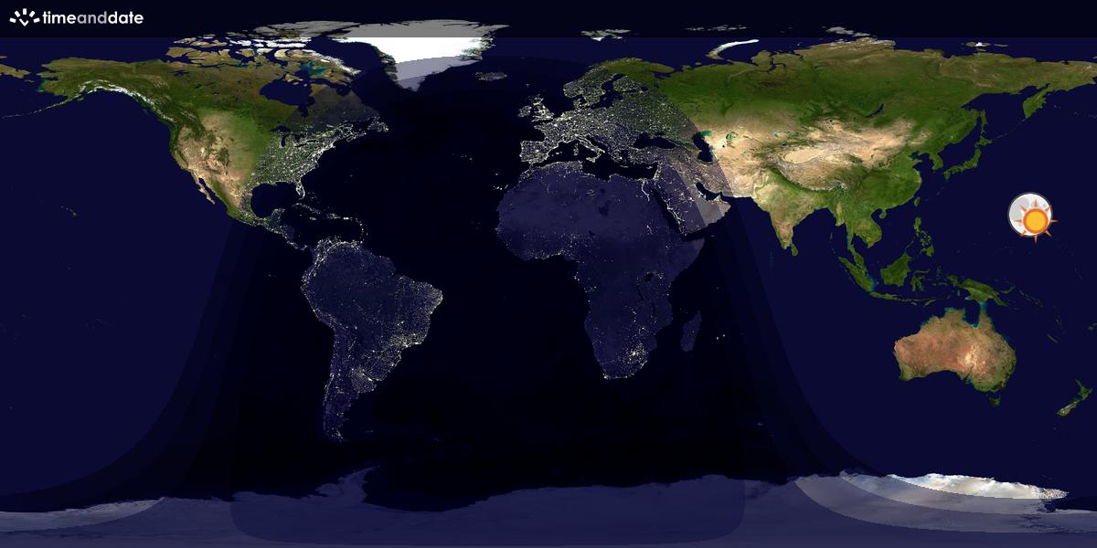 Verdenskart som viser dag og natt 