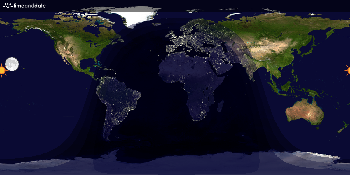 Verdenskart som viser dag og natt 