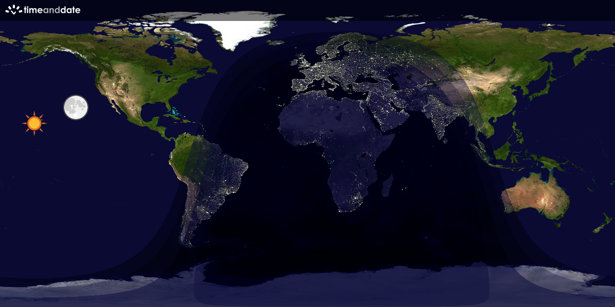 Verdenskart som viser dag og natt 