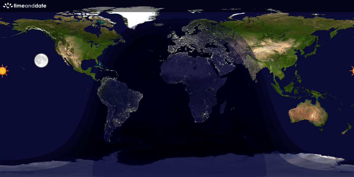 Verdenskart som viser dag og natt 