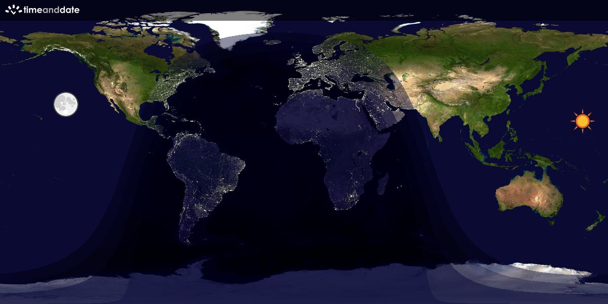 Verdenskart som viser dag og natt 