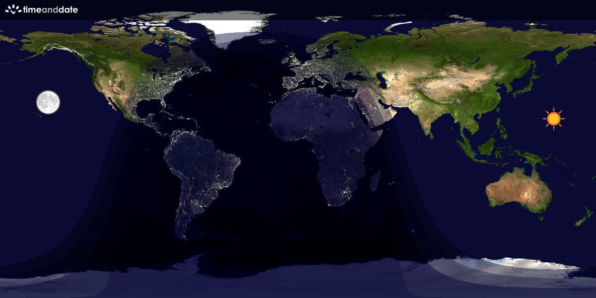 Verdenskart som viser dag og natt 