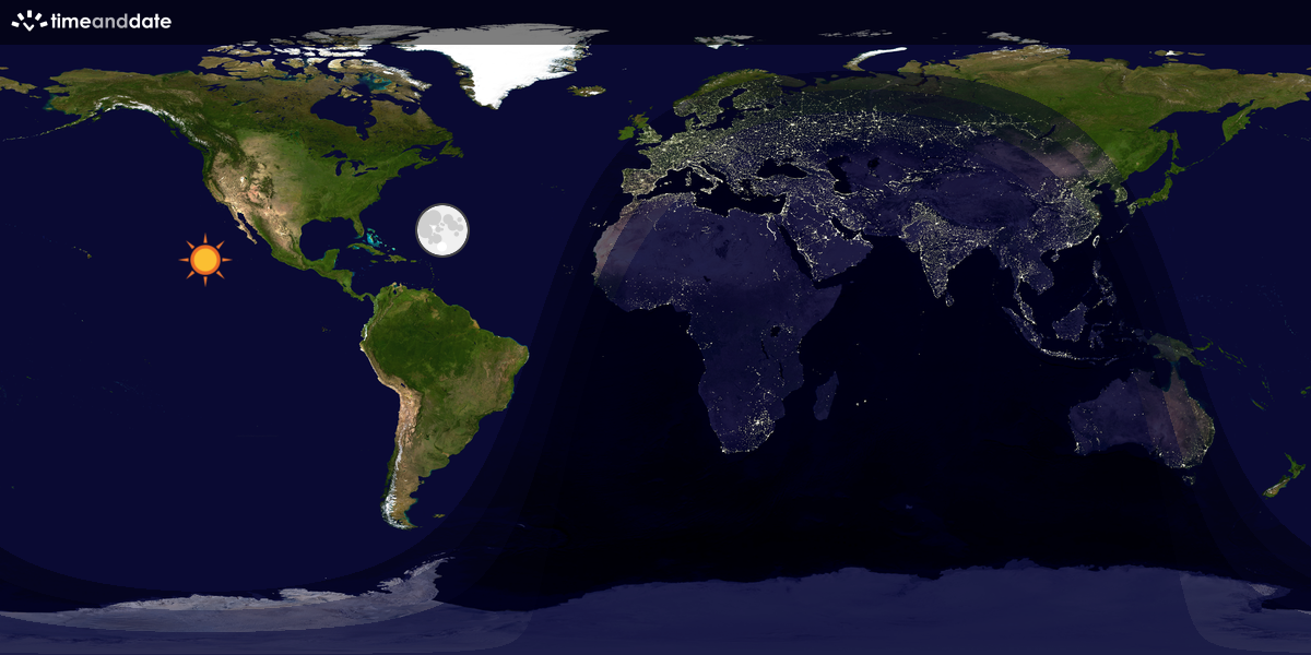Verdenskart som viser dag og natt 