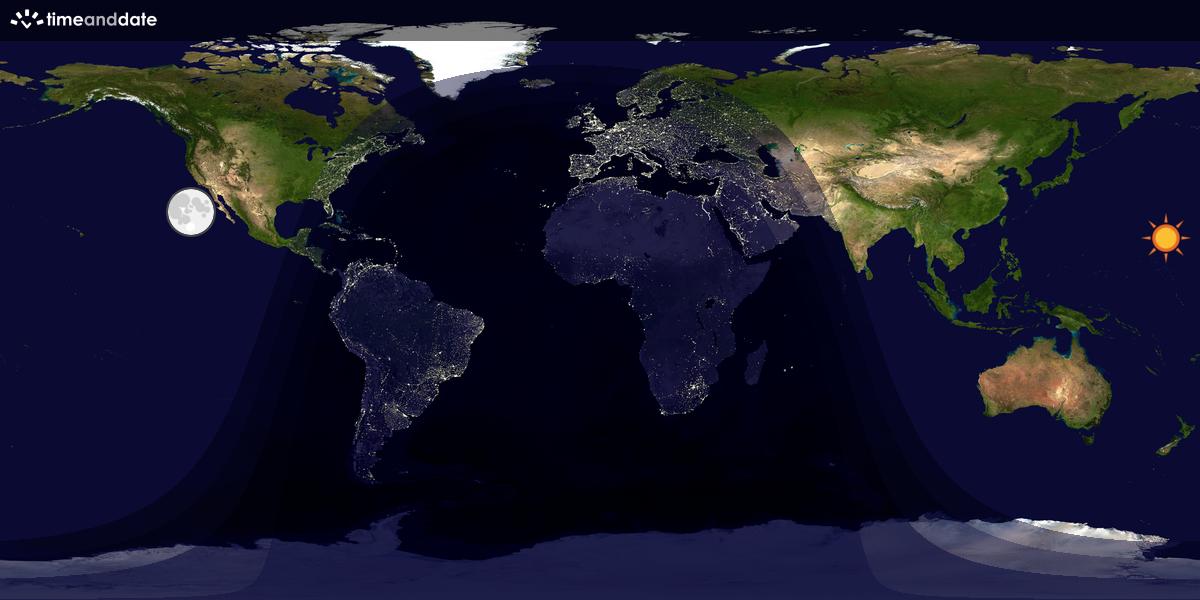 Verdenskart som viser dag og natt 