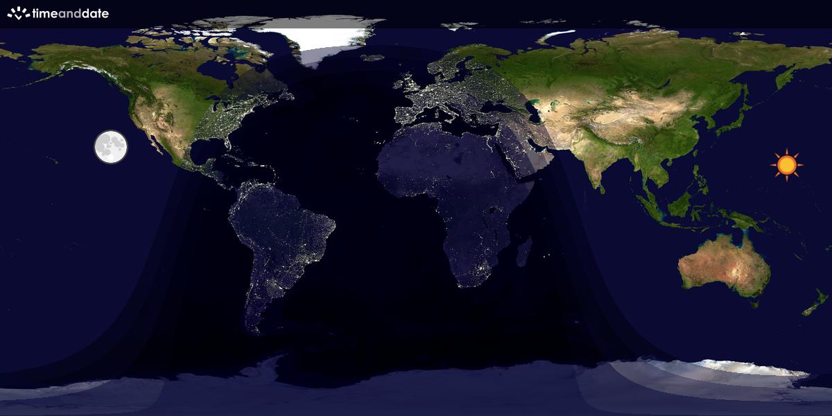 Verdenskart som viser dag og natt 