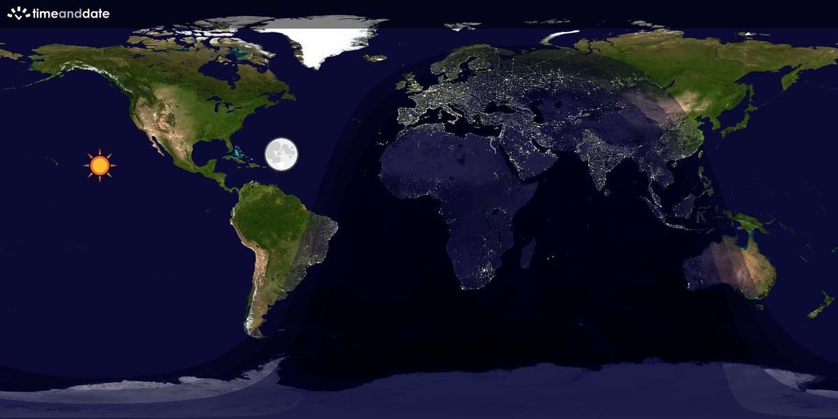 Verdenskart som viser dag og natt 