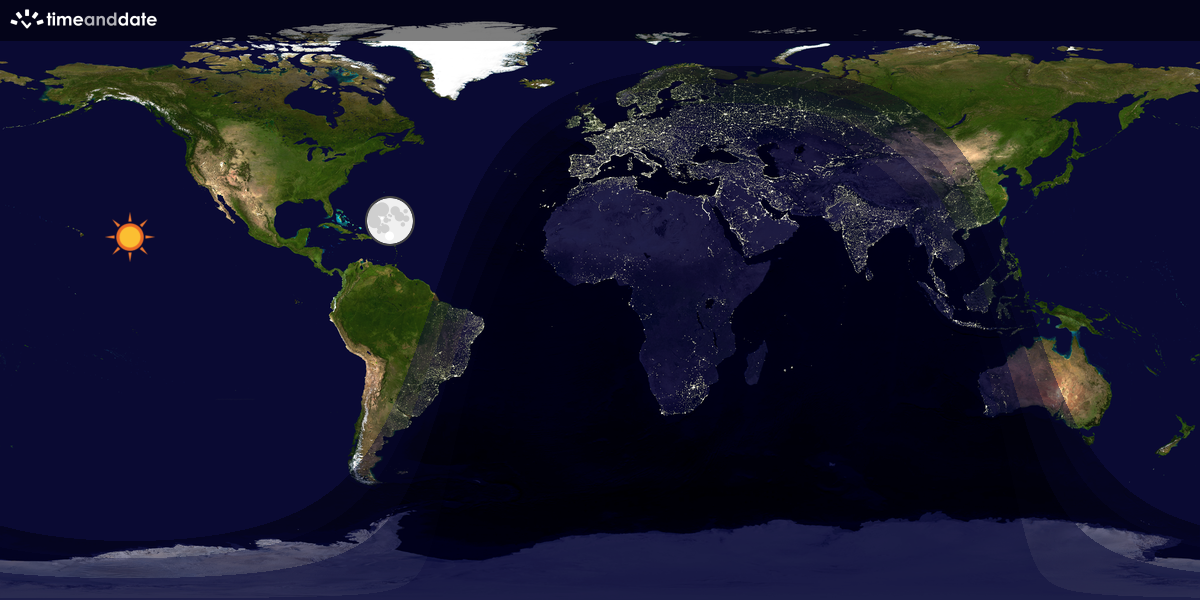 Verdenskart som viser dag og natt 