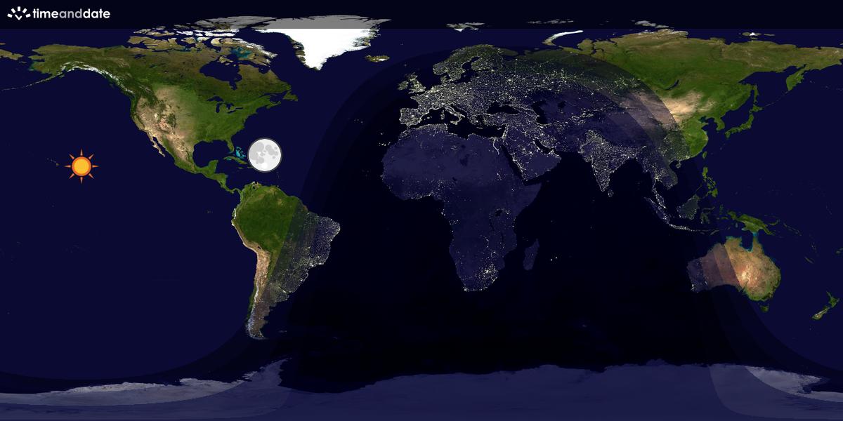 Verdenskart som viser dag og natt 