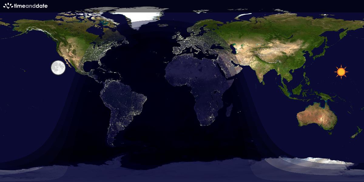 Verdenskart som viser dag og natt 