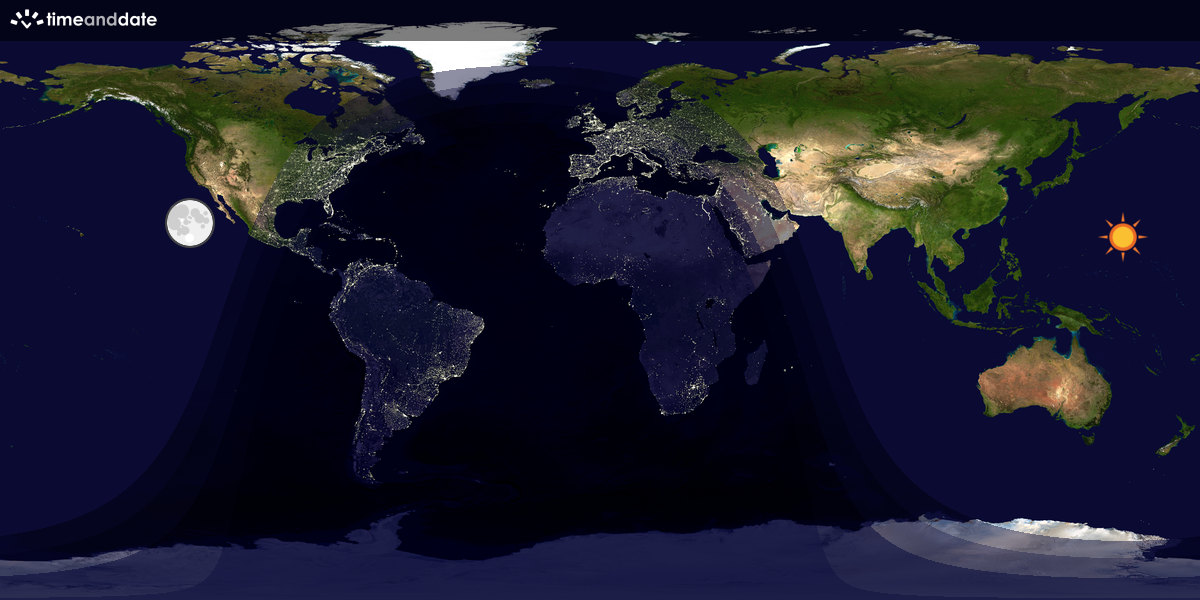Verdenskart som viser dag og natt 