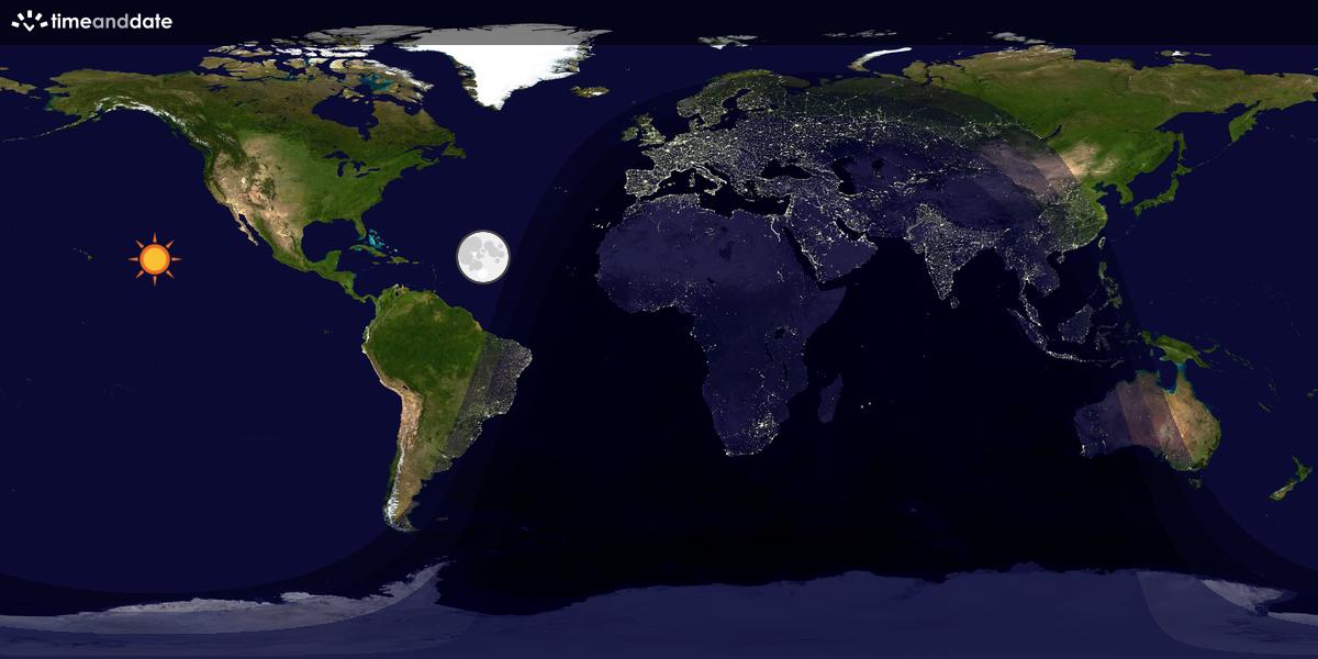 Verdenskart som viser dag og natt 