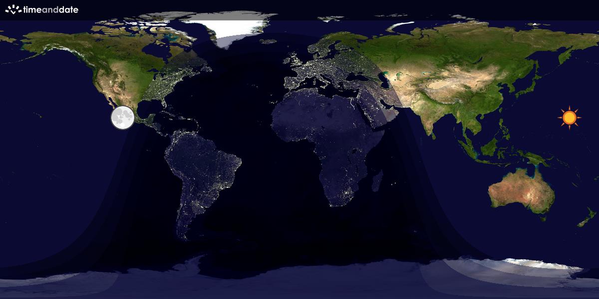 Verdenskart som viser dag og natt 