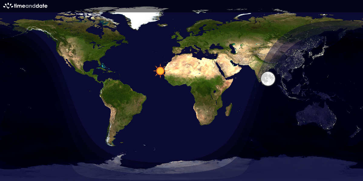 Verdenskart som viser dag og natt 