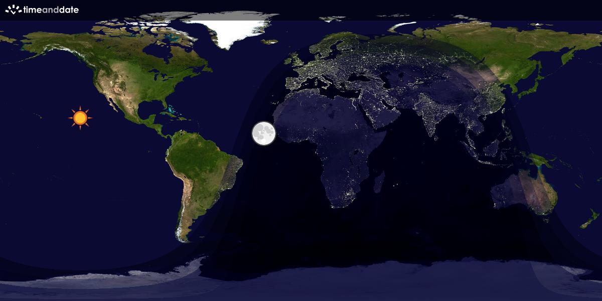 Verdenskart som viser dag og natt 