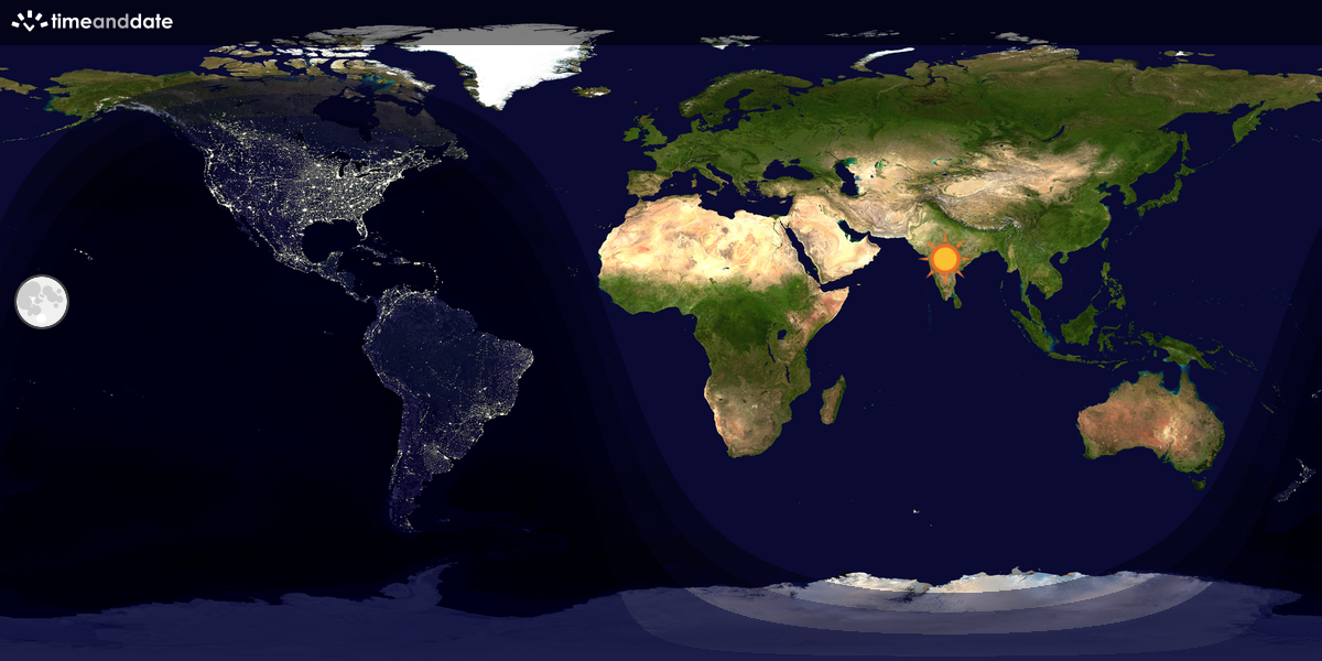 Verdenskart som viser dag og natt 