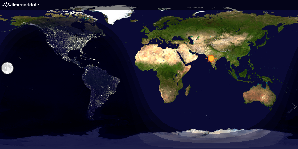 Verdenskart som viser dag og natt 