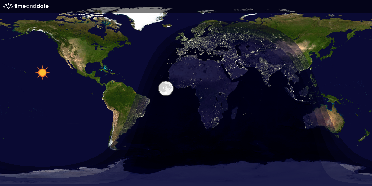 Verdenskart som viser dag og natt 