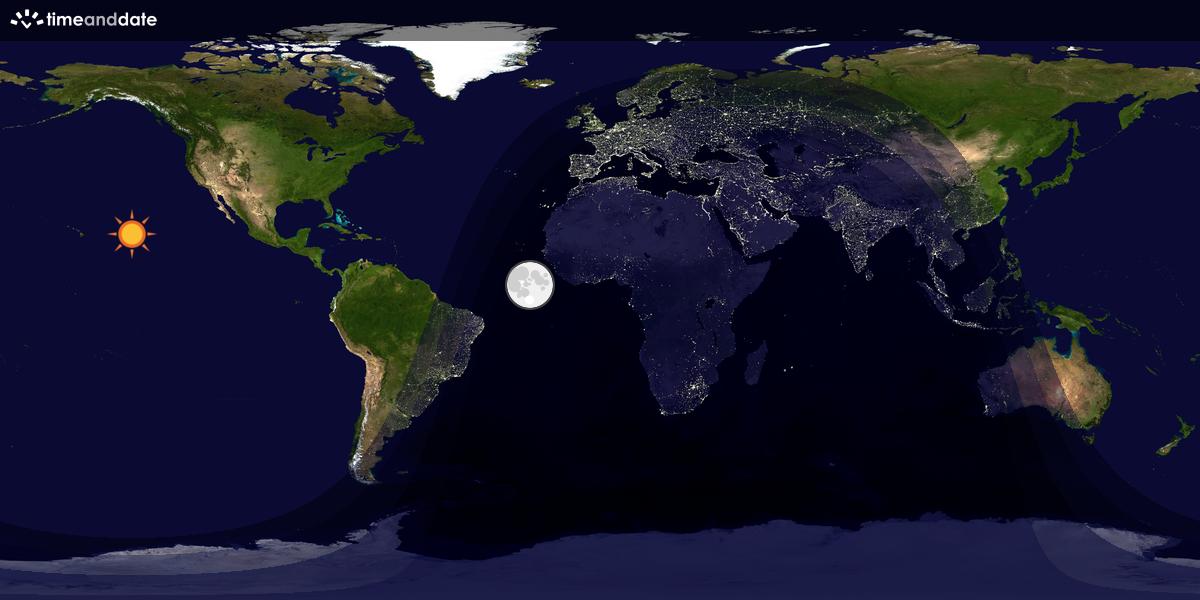 Verdenskart som viser dag og natt 