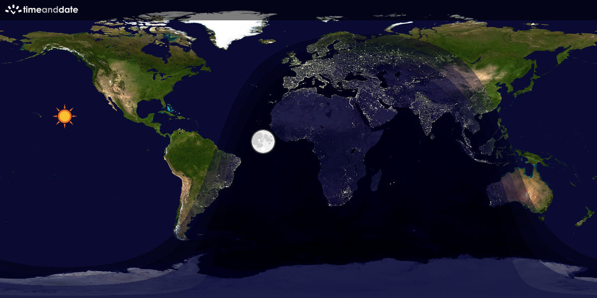 Verdenskart som viser dag og natt 