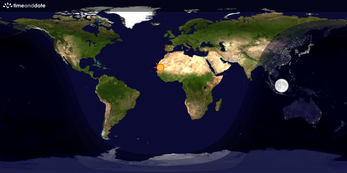 Verdenskart som viser dag og natt 