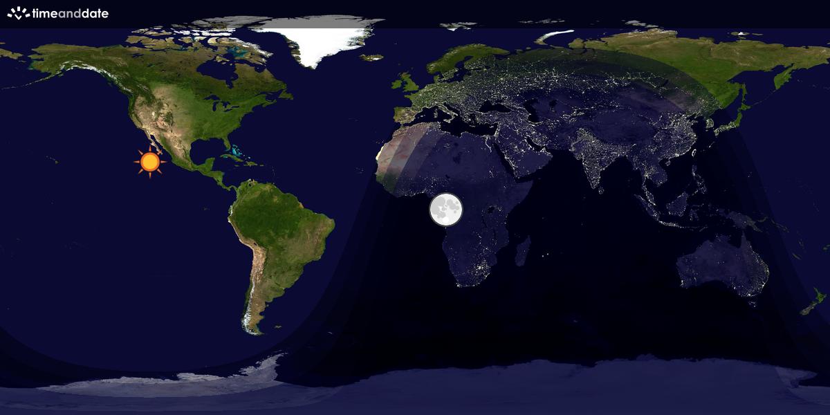 Verdenskart som viser dag og natt 