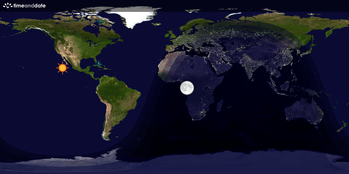 Verdenskart som viser dag og natt 