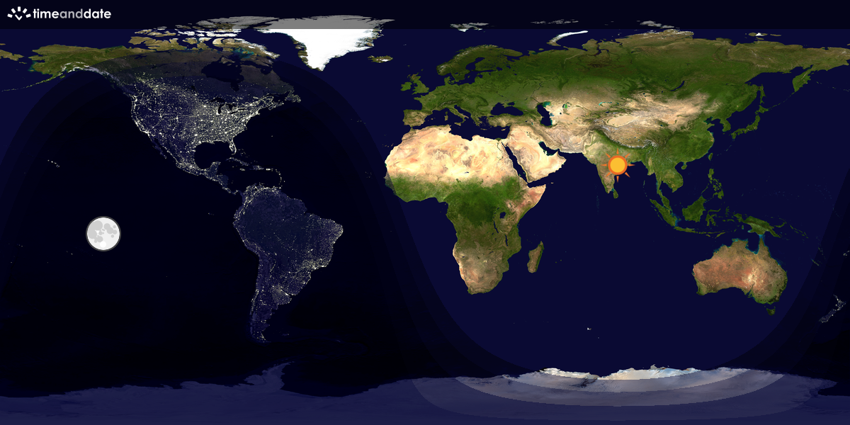 Verdenskart som viser dag og natt 