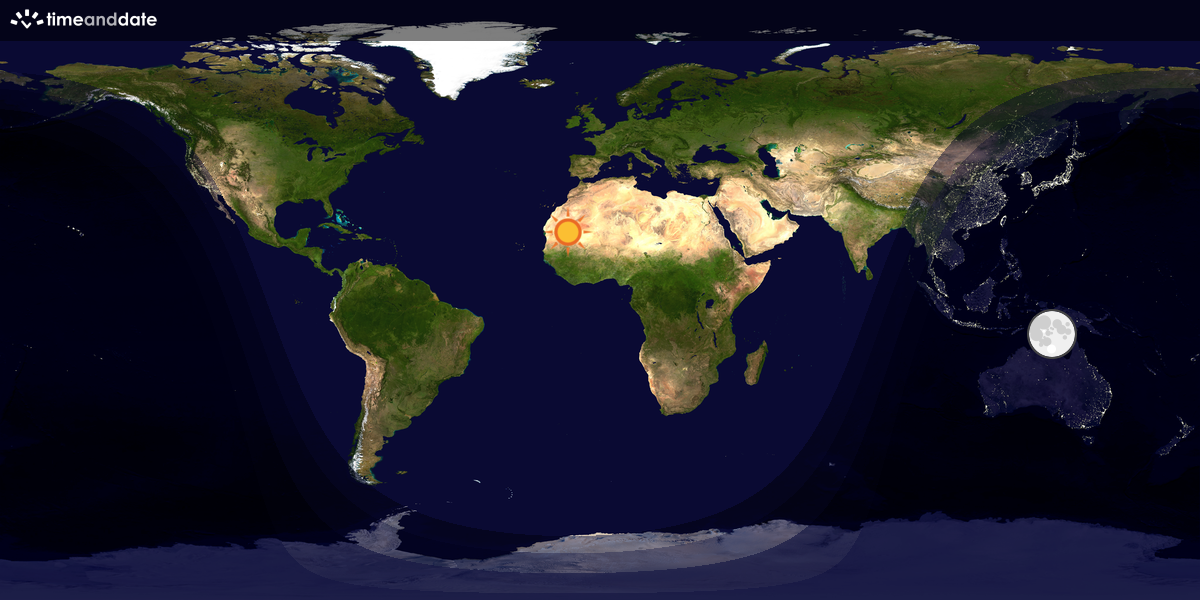 Verdenskart som viser dag og natt 