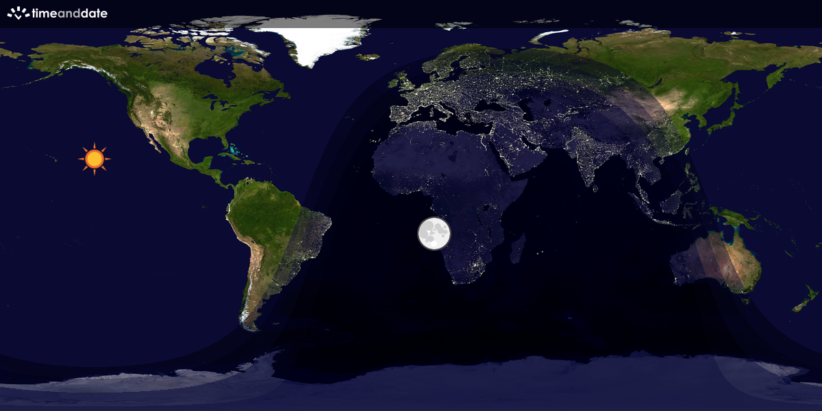 Verdenskart som viser dag og natt 