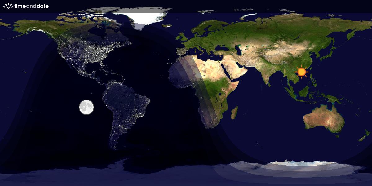 Verdenskart som viser dag og natt 