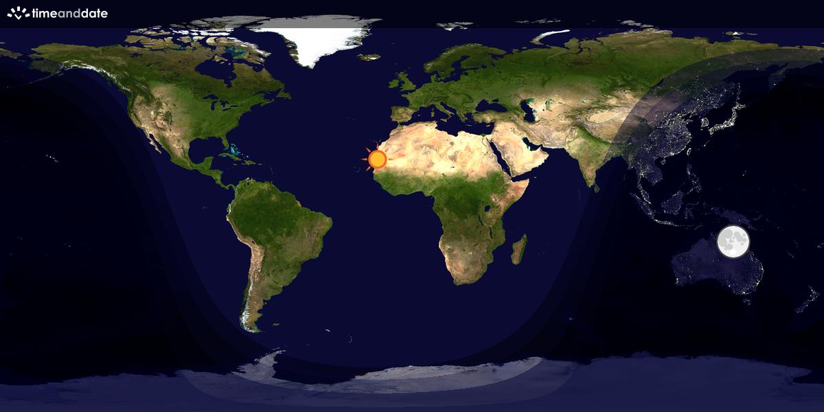 Verdenskart som viser dag og natt 