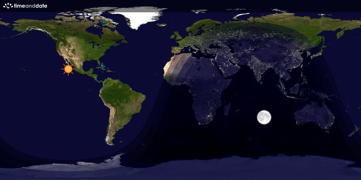 Verdenskart som viser dag og natt 