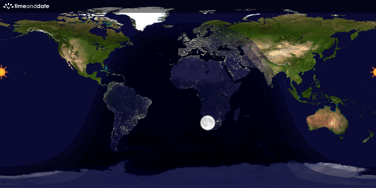 Verdenskart som viser dag og natt 