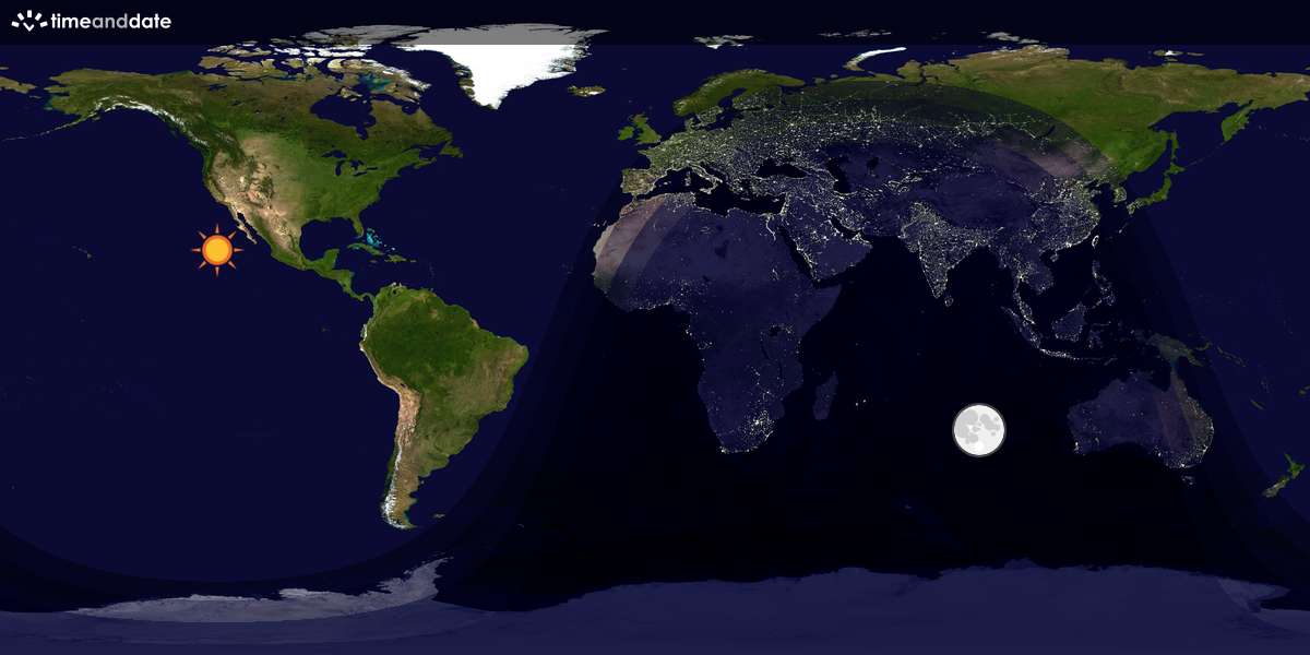 Verdenskart som viser dag og natt 