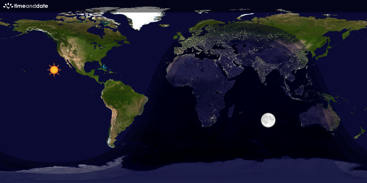 Verdenskart som viser dag og natt 