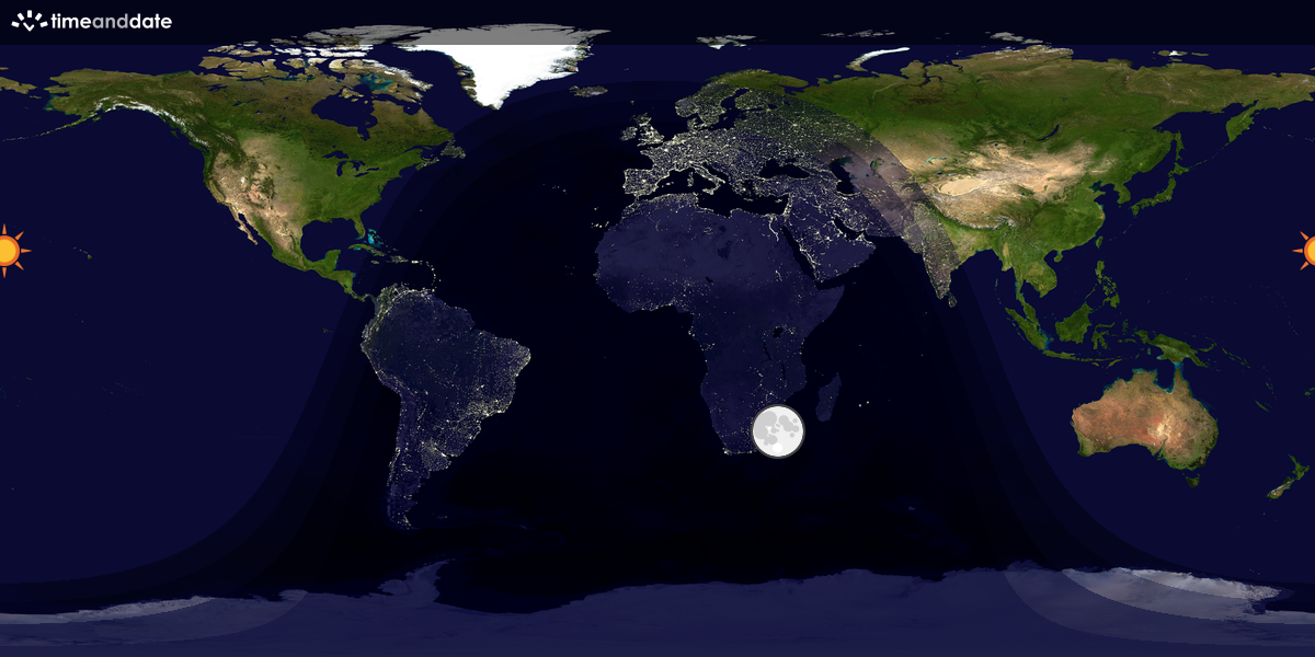 Verdenskart som viser dag og natt 