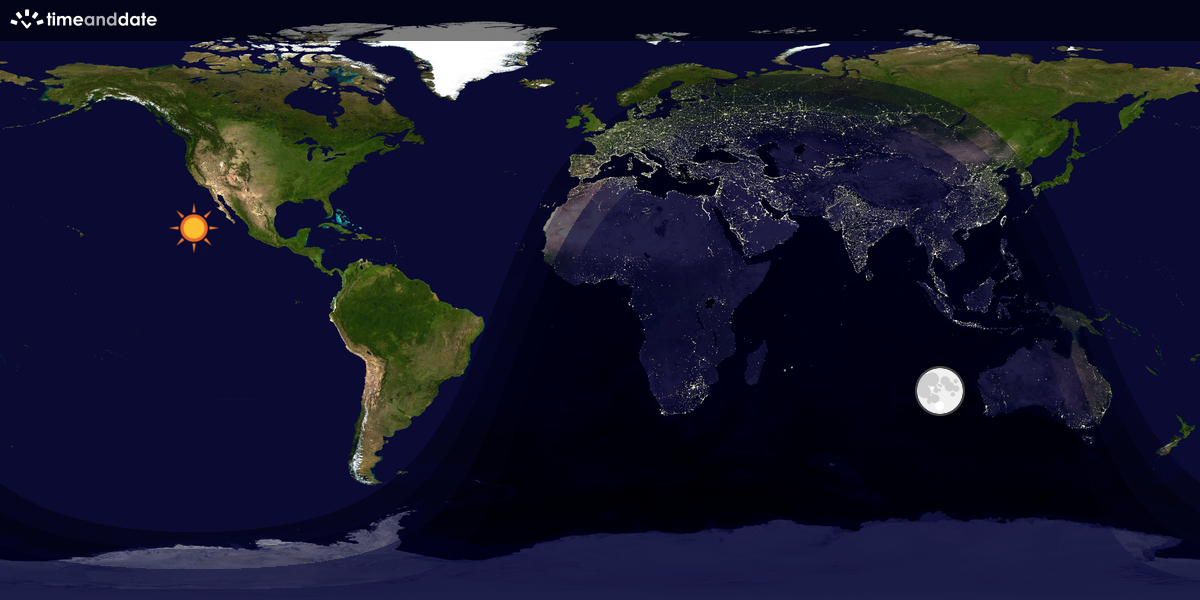 Verdenskart som viser dag og natt 