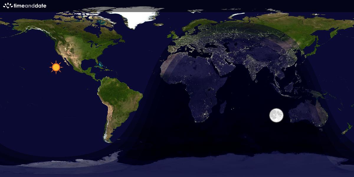 Verdenskart som viser dag og natt 