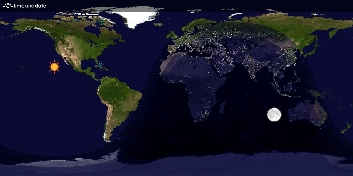 Verdenskart som viser dag og natt 