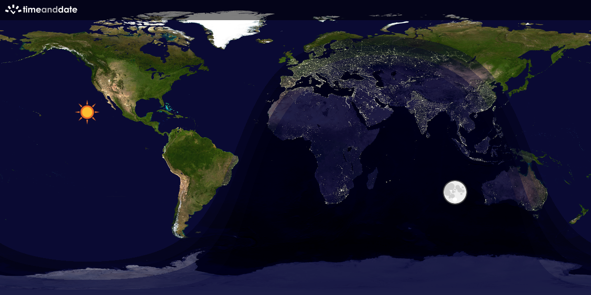 Verdenskart som viser dag og natt 