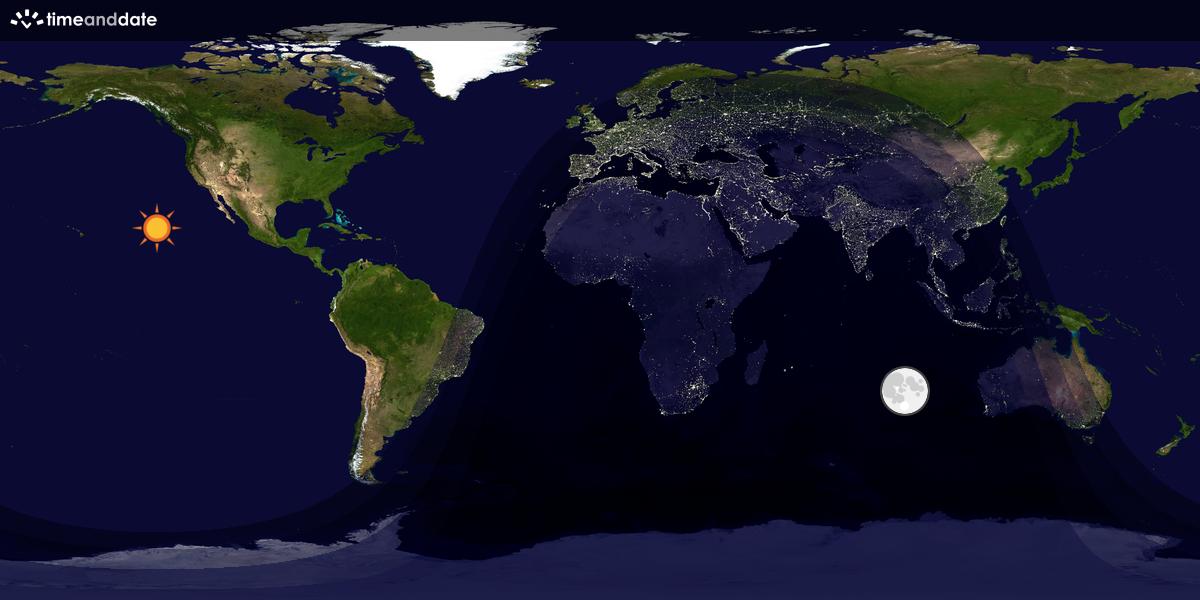 Verdenskart som viser dag og natt 