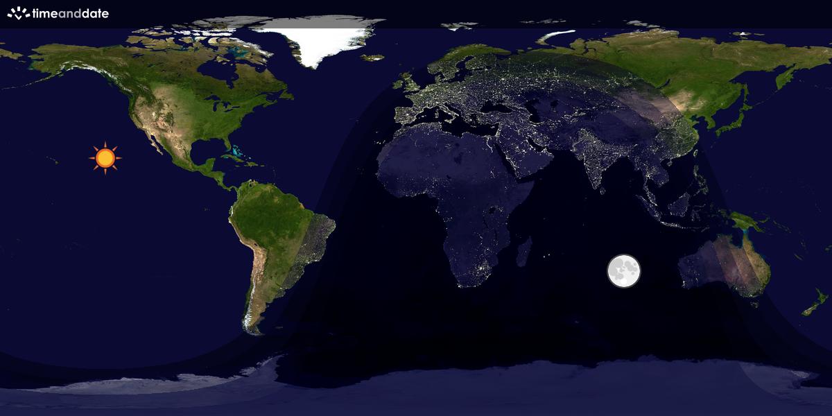 Verdenskart som viser dag og natt 