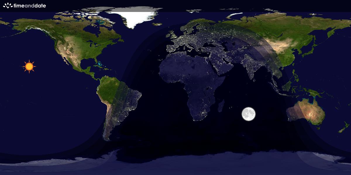 Verdenskart som viser dag og natt 