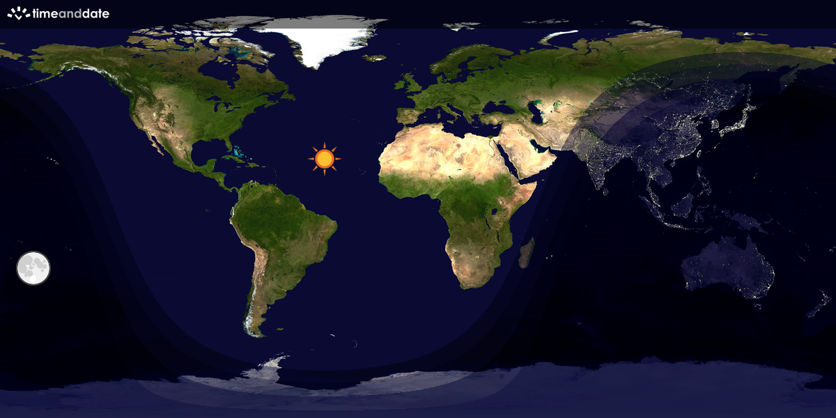 Verdenskart som viser dag og natt 
