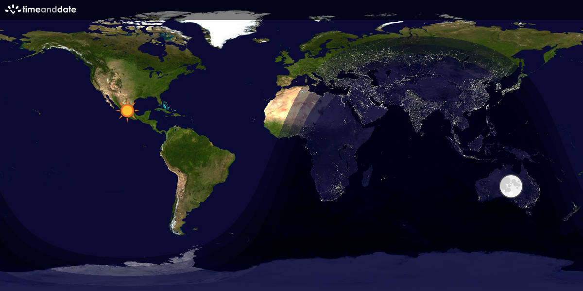 Verdenskart som viser dag og natt 